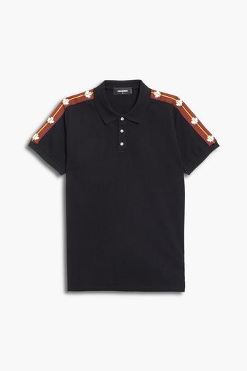 推荐Embroidered jacquard-trimmed cotton-piqué polo-shirt商品
