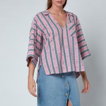 推荐Ganni Women's Seersucker Top - Pink Nectar商品