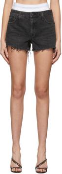 alexander wang短裤, Alexander Wang | Black Brief Layer Denim Shorts商品图片 