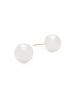 BELPEARL | 8.5MM White Round Akoya Cultured Pearl and 14K Yellow Gold Stud Earrings商品图片,5折