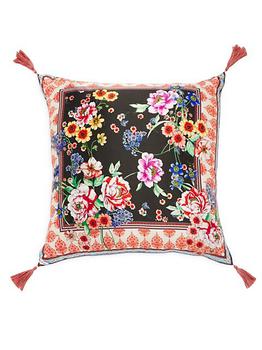 product Geana Floral-Printed Silk Charmeusse Pillow image