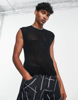 商品Jaded London knitted star vest in black图片