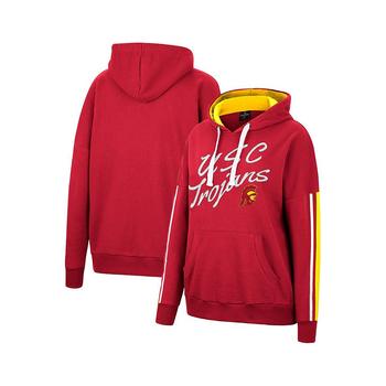 Colosseum | Women's Cardinal USC Trojans Serena Oversized Sleeve Striping V-Neck Pullover Hoodie商品图片,7.8折