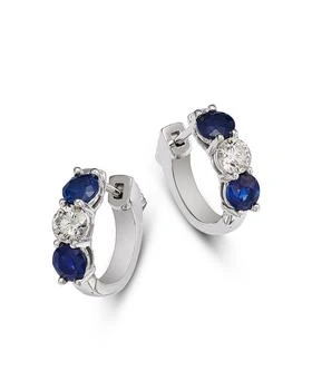 Bloomingdale's Fine Collection | 14K White Gold Sapphire & Diamond Hoop Earrings,商家Bloomingdale's,价格¥34394