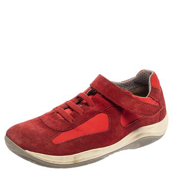 [二手商品] Prada | Prada Sport Red Suede and Nylon Low Top Sneaker Size 34商品图片,3.7折