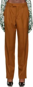 VTMNTS | Brown Two-Pleat Trousers 3折, 独家减免邮费