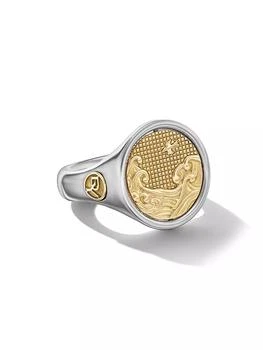 David Yurman | Water and Fire Duality Signet Ring in Sterling Silver,商家Saks Fifth Avenue,价格¥21754