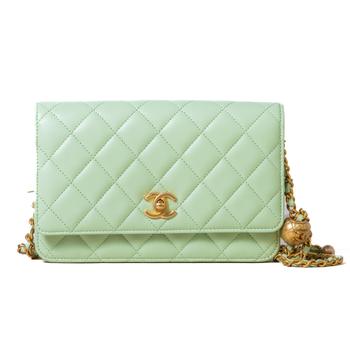 Chanel | Chanel Mini Wallet On Chain Pearl Crush Lambskin Light Green商品图片,