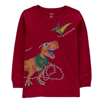 Carter's | Big Boys Dinosaur Christmas Jersey T-shirt商品图片,