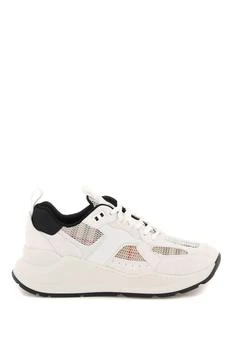 Burberry | Burberry smooth leather and suede sneakers with tartan mesh inserts 5.7折