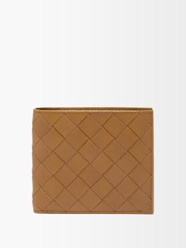 推荐Intrecciato-weave leather bi-fold wallet商品