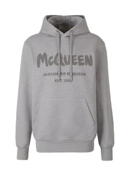 Alexander McQueen | Alexander McQueen Logo Print Drawstring Hoodie 7.6折