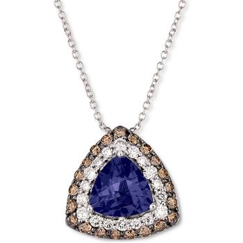 商品Tanzanite (1-1/10 ct. t.w.) & Diamond (1/2 ct. t.w.) 18" Pendant Necklace in 14k White Gold图片