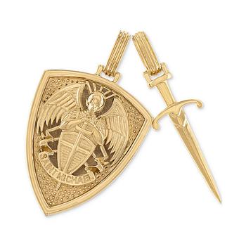 商品Esquire Men's Jewelry | 2-Pc. Set Saint Michael Shield & Sword Amulet Pendants in 14k Gold-Plated Sterling Silver, Created for Macy's,商家Macy's,价格¥1584图片