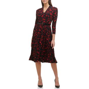 Tommy Hilfiger | Long Sleeve Jersey Midi Dress with Pleated Skirt商品图片,7.9折, 独家减免邮费