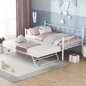 Simplie Fun | Twin Size Metal Daybed with Twin Size Adjustable Trundle,商家Premium Outlets,价格¥2383