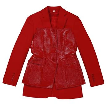 Burberry | Ladies Bright Red Leather Panel Tailored Blazer 1.5折