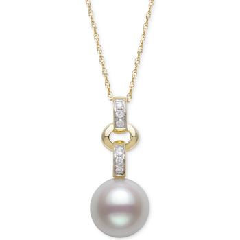 Belle de Mer | Cultured Freshwater Pearl (8mm) & Diamond (1/20 ct. t.w.) 18" Pendant Necklace in 14k Gold商品图片,5折×额外8折, 额外八折