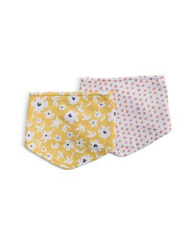 商品Wildflower and Dots Printed Cotton Muslin Bandana Bibs, Pack of 2 - Baby图片