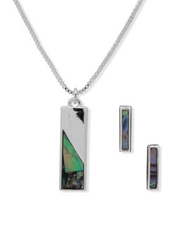product Silver Tone Abalone 17 Inch Necklace Earring Set - Boxed image