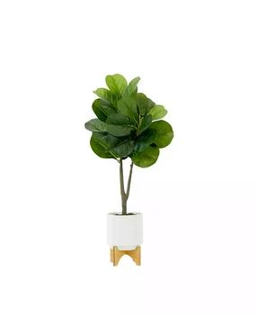 NEARLY NATURAL | 33" Artificial Fiddle Fig with Stand Planter,商家Macy's,价格¥389