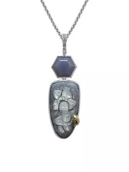 Stephen Dweck | One Of A Kind Faceted Blue Chalcedony, Mother-Of-Pearl, Blue Aventurine Quartz & Sterling Silver Pendant Necklace,商家Saks Fifth Avenue,价格¥31789