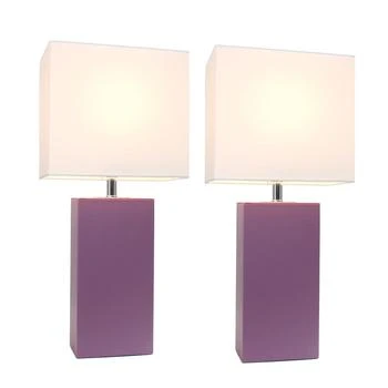 Elegant Designs | 2 Pack Modern Leather Table Lamps with White Fabric Shades, Purple,商家Premium Outlets,价格¥776