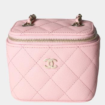 推荐Chanel Pink Quilted Caviar Mini Vanity Case with Chain商品