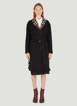 Burberry | Dorea Reversible Check Coat in Black商品图片,