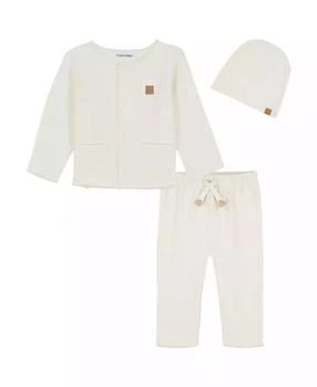 Calvin Klein | Baby Boys 3-Piece Take-Me-Home Cardigan, Pant and Cap Set,商家Macy's,价格¥81