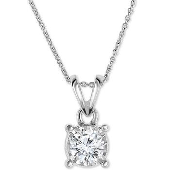 商品Diamond 18" Pendant Necklace (1/2 ct. t.w.) in 14k White, Yellow, or Rose Gold图片