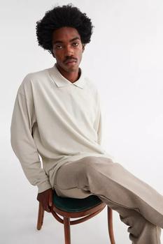 推荐Standard Cloth Relaxed Fit Pique Long Sleeve Polo Shirt商品