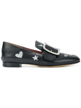 推荐NEW Bally Janelle Hearts Ladies Black Leather Loafers商品