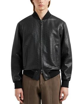 Emporio Armani | Zip Front Leather Logo Jacket,商家Bloomingdale's,价格¥7161