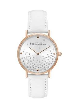 BCBG | Womens White Leather Strap Watch,商家Belk,价格¥490