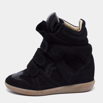 推荐Isabel Marant Black Suede And Leather Bekett High Top Sneakers Size 35商品