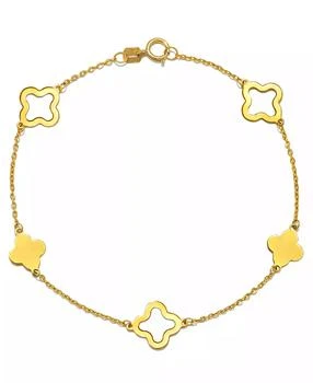 Macy's | Solid & Silhouette Alternating Clover Station Link Bracelet in 14k Gold,商家Macy's,价格¥1403