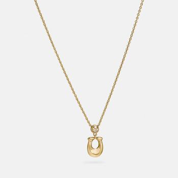 推荐Coach Women's C Crystal Necklace - Gold/Clear商品