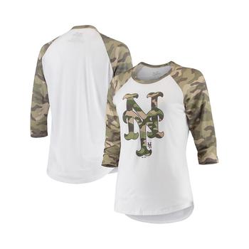 Majestic, Majestic | Women's Threads White, Camo New York Mets Raglan 3/4-Sleeve T-shirt商品图片 
