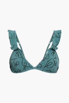 LOVE STORIES, LOVE STORIES | Ruffle-trimmed printed triangle bikini top商品图片 2.8折