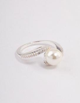 商品Silver Plated Wrapped Pearl Ring图片