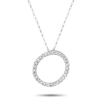 商品14K White Gold 0.17 ct Diamond  x201C O x201D  Initial Necklace图片