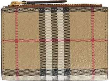 Burberry | Beige Check Small Bifold Wallet,商家Ssense US,价格¥4123