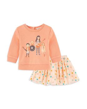 推荐Girls' Band Graphic Top & Heart Embroidered Skirt Set - Baby商品
