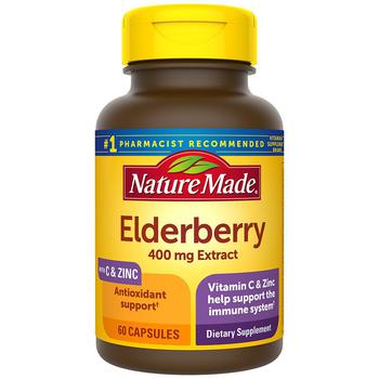 商品Nature Made | Elderberry 400 mg Extract with Vitamin C and Zinc Capsules,商家Walgreens,价格¥174图片