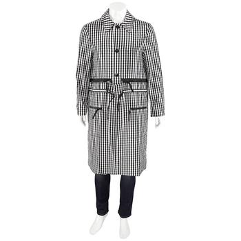 burberry大衣, Burberry | Mens Black Pattern Gingham Technical Wool Loop-back Car Coat商品图片 7折