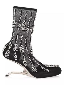 Alexander McQueen | Embellished Mesh Sculptural-Heel Boots 5.9折