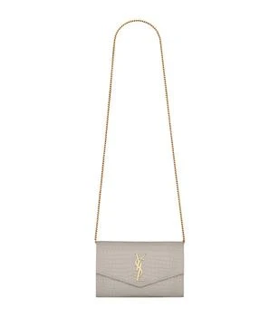 Yves Saint Laurent | Uptown Croc-Embossed Chain Wallet 