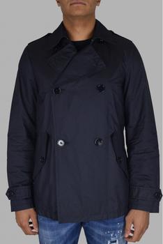 推荐Men's Luxury Coat   Prada Navy Blue Coat With Stripes商品