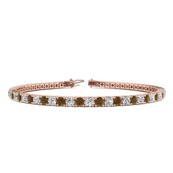 SSELECTS | 4 Carat Chocolate Bar Brown Champagne And White Diamond Tennis Bracelet In 14 Karat Rose Gold, 7 Inches,商家Premium Outlets,价格¥20017